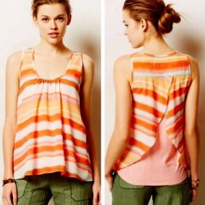 EUC Anthropologie Meadow Rue Merlin Open Back Neon Striped Tank Size Large